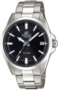 Reloj Casio EFV 100D para hombre con indices y agujas facetados y esfera negra con luminiscencia