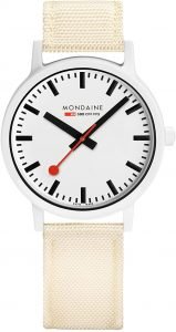 Reloj Mondaine para dama, correa de caucho natural, caja de material reciclado
