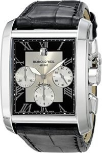 Reloj Raymond para hombre, caja de acero inoxidable. brazalete de cuero