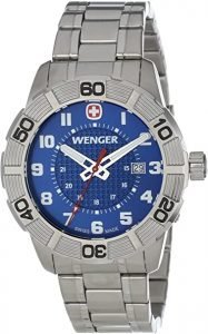 Reloj Wenger tipo militar par hombre, caja y pulsera de acero inoxidable