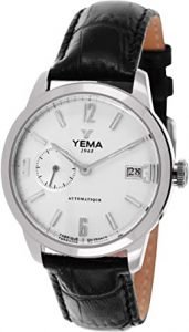 Reloj Yema Ultra Slim, bisel de acero, inoxidable, brazalete de cuero